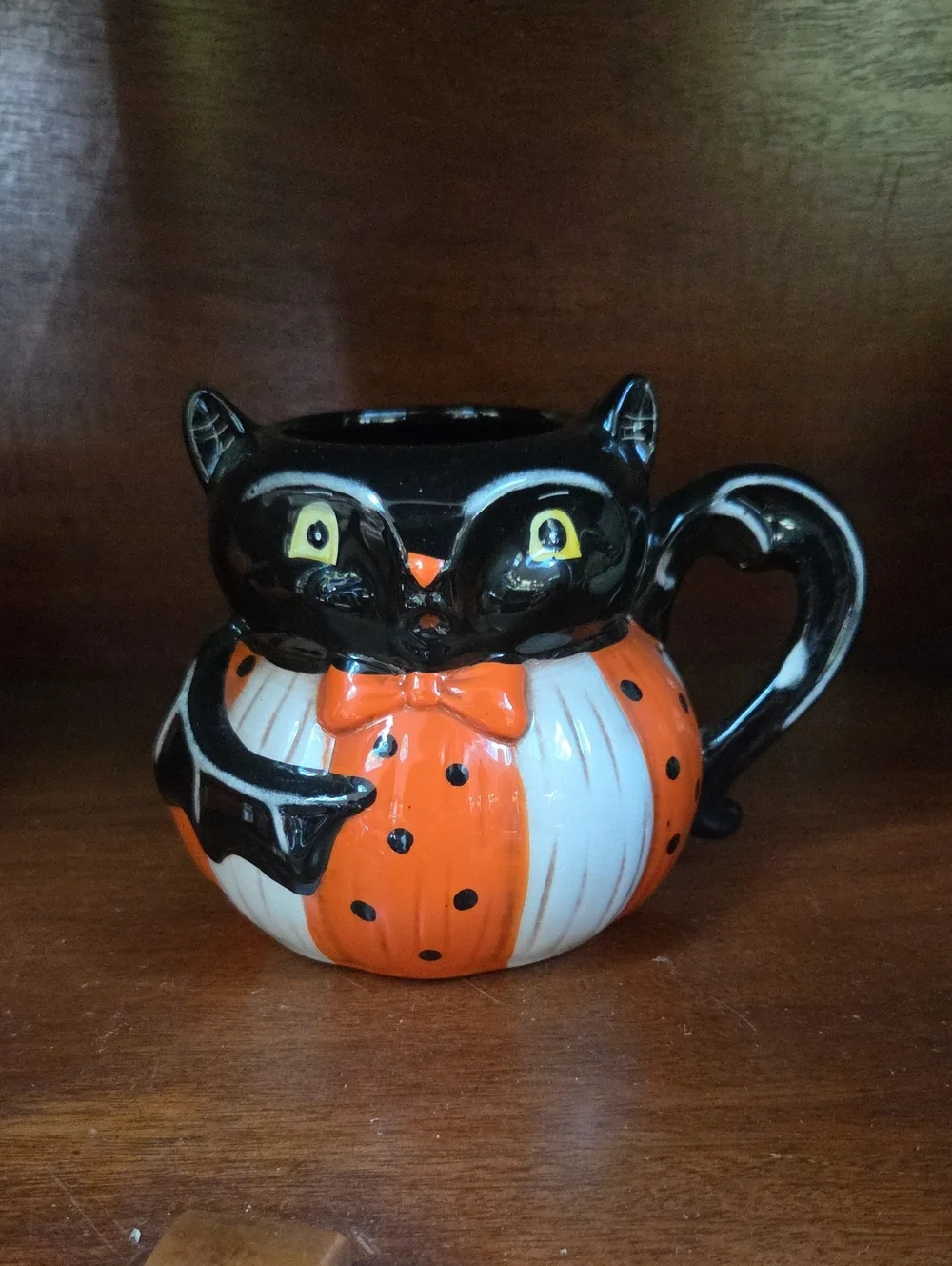 Johanna Parker Black & Orange Cat Pumpkin Ceramic Mug